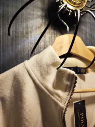 Sudadera Ralph Lauren Media Cremallera Beige Talla