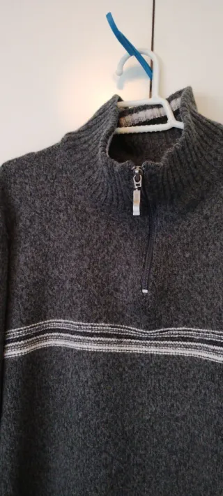 Jersey gris cuello alto cremallera talla XL