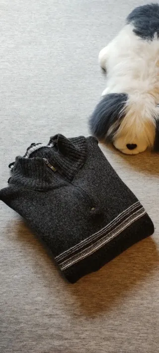 Jersey gris cuello alto cremallera talla XL