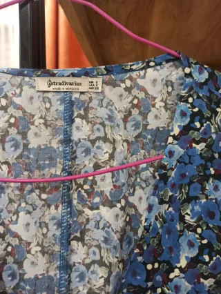 Vestido Estampado Flores Azul Talla S Stradivarius