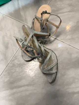 Sandalias plateadas mujer vestir