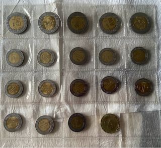 Lote monedas bimetal Mexico en el monedero