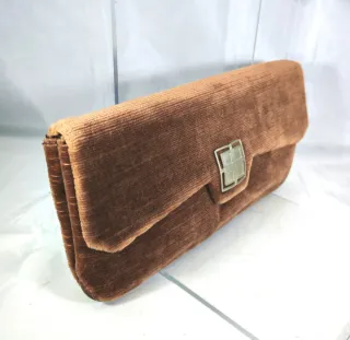 Pochette vintage in velluto marrone