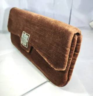 Pochette vintage in velluto marrone