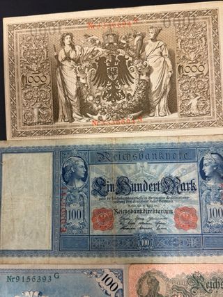 Lote de billetes alemanes centenarios 1910