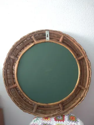 Espejo Redondo Mimbre Ratán