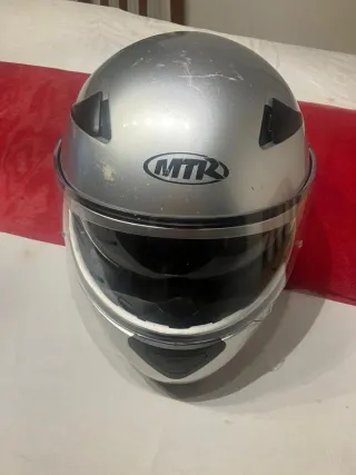 Casco Modular MTR Plata moto