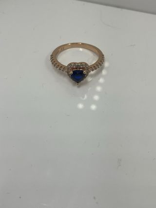 Anillo Corazón Azul Oro Rosa Talla 13