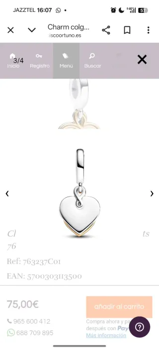 Charm Colgante Pandora Moments 763237C01 Mamá