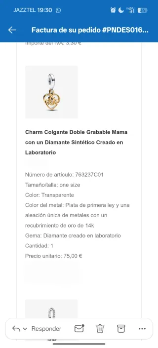 Charm Colgante Pandora Moments 763237C01 Mamá