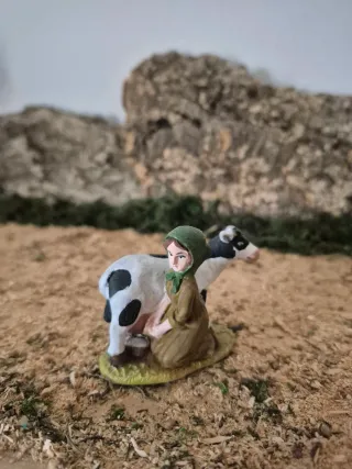 Pastora belén ordeñando vaca