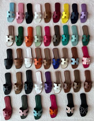 Sandalias Hermès Oasis Azul y Rosa