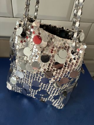 Bolso fiesta lentejuelas plata