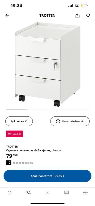 Cajonera Sin estrenar Ikea Trotten 3 cajones