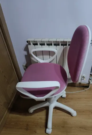 Silla juvenil escritorio rosa y blanco