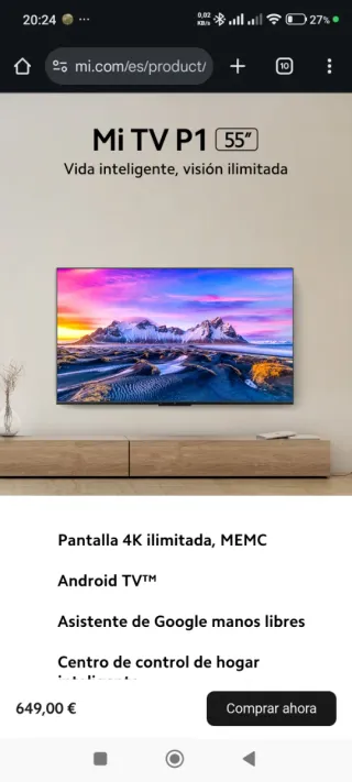 TV Xiaomi  Mi P1 55 (2022) Como Nueva