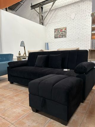 Sofá cama negro con puff NUEVO moderno
