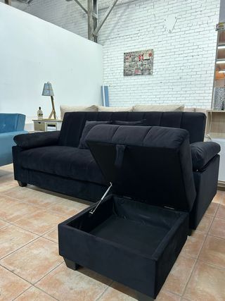 Sofá cama negro con puff NUEVO moderno