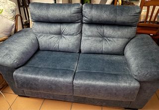 Sofá 2 plazas azul tela