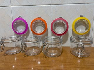 4 Barattoli in Vetro Ermetici Multicolore