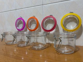 4 Barattoli in Vetro Ermetici Multicolore