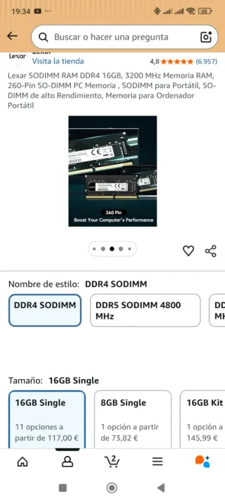 Lexar RAM DDR4 SODIMM 16GB 3200MHz Portátil