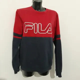 Felpa Fila S Rossa Blu Cotone unisex vintage