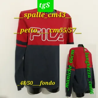 Felpa Fila S Rossa Blu Cotone unisex vintage