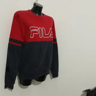 Felpa Fila S Rossa Blu Cotone unisex vintage