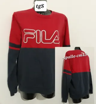 Felpa Fila S Rossa Blu Cotone unisex vintage