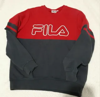 Felpa Fila S Rossa Blu Cotone unisex vintage