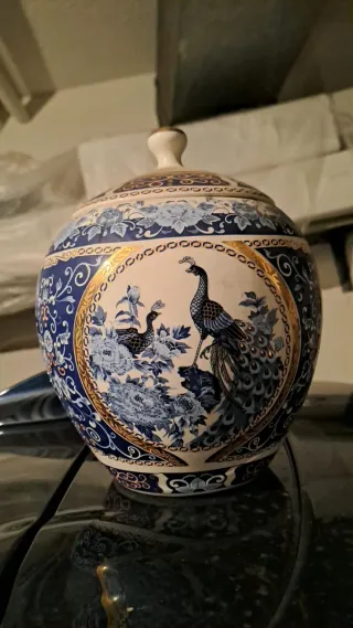 2 Vasi Cinesi in Porcellana Blu e Oro