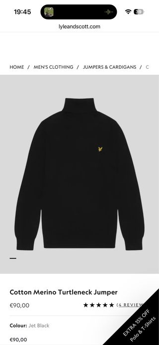Jersey Lyle & Scott cuello alto negro