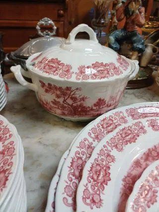 Vajilla Pontesa Cerámica Roja y Blanca