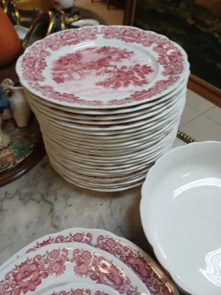 Vajilla Pontesa Cerámica Roja y Blanca