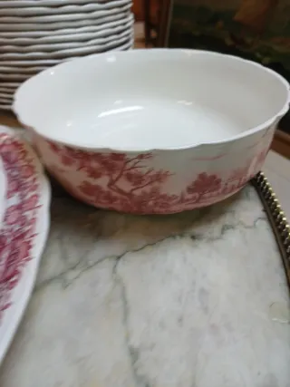 Vajilla Pontesa Cerámica Roja y Blanca