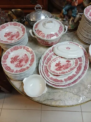 Vajilla Pontesa Cerámica Roja y Blanca