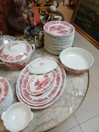 Vajilla Pontesa Cerámica Roja y Blanca