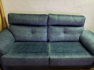 Sofá 3 plazas azul tela