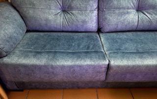 Sofá 3 plazas azul tela