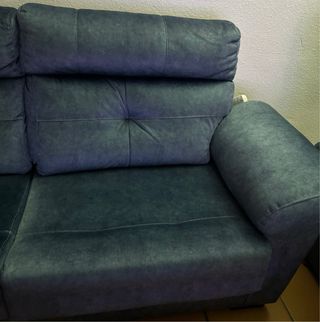 Sofá 3 plazas azul tela