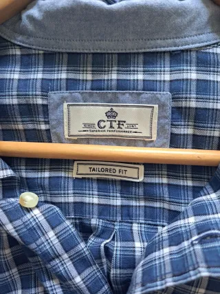 Camisa de cuadros azul y blanco para hombre