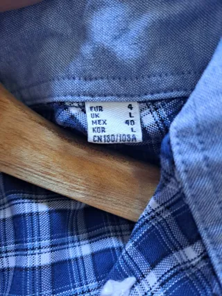 Camisa de cuadros azul y blanco para hombre