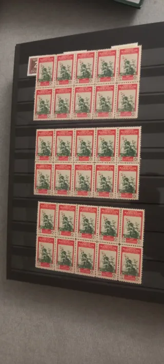 Sellos España Marruecos 307-311 bloque de 10