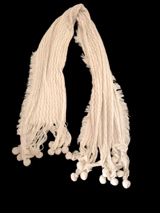Maxibufanda Boho Beige con Pompones (220cm)