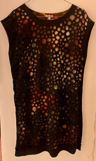 Vestido Miu Miu Seda Negro Multicolor Talla M