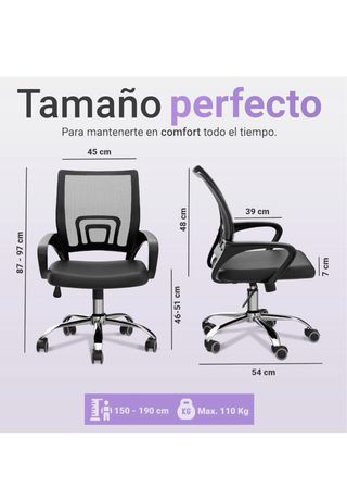 Silla de escritorio ergonómica negra y rosa
