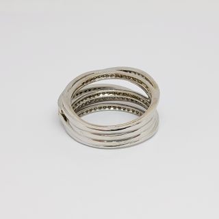 Sortija Oro Blanco Ancha 7 Filas Brillantes