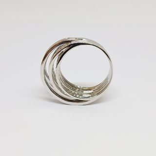 Sortija Oro Blanco Ancha 7 Filas Brillantes