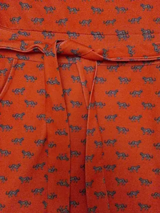 Vestido t M/L rojo estampado tigres